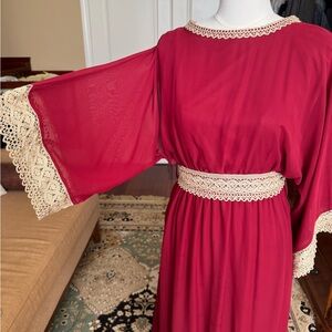 Elegant Red Lace-Trimmed Dress